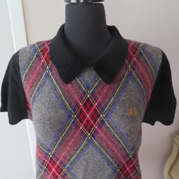 Fred Perry Tartan Plaid Collared Sweater - Wool/Cotton - Picture 1 of 10